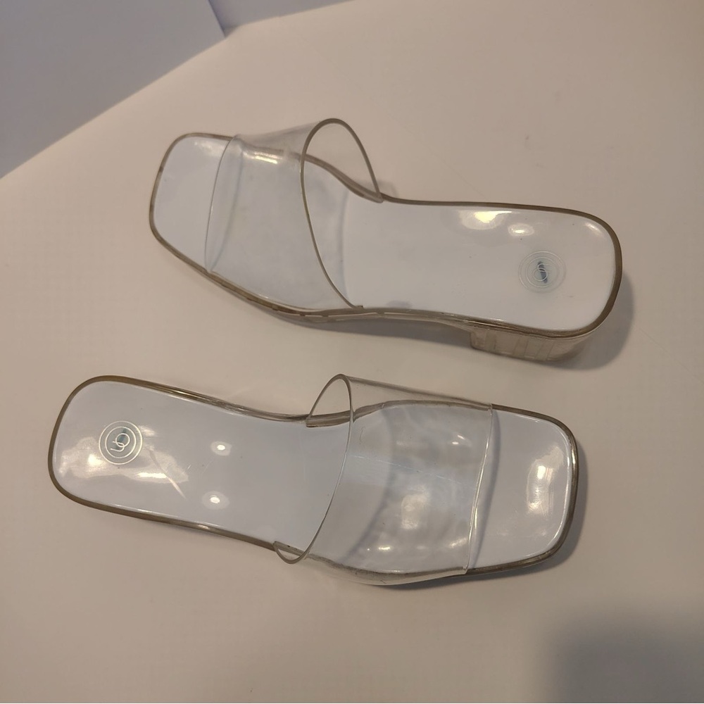 Clear Urban Outfitters 90’s Y2K Heels Jelly Chunky Clueless Womens Sz 8 - Picture 5 of 10